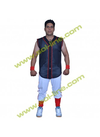 Pro Weight Mesh Six Button Down Red Stripe Sleeveless Jerseys